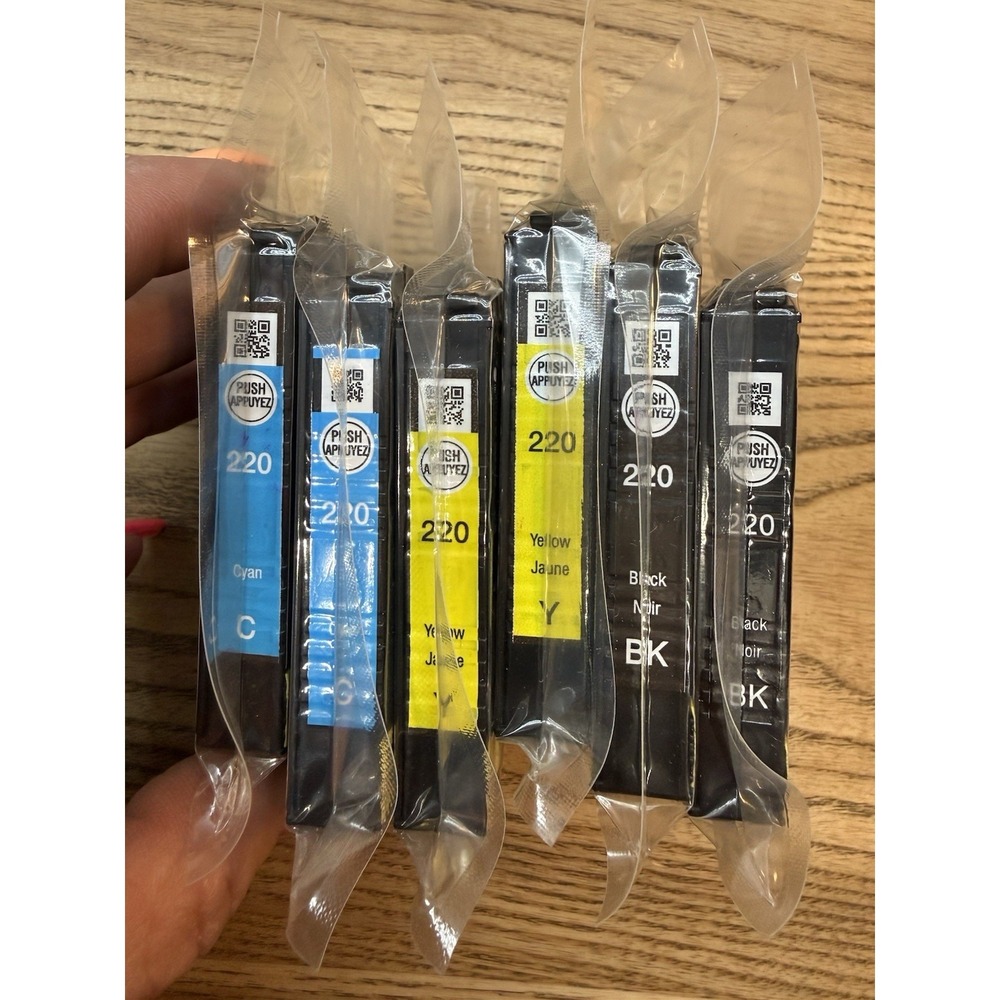 EPSON 220 DURABrite Ultra Ink Standard Capacity 2 Black, 2 Yellow, 2 Cyan NEW